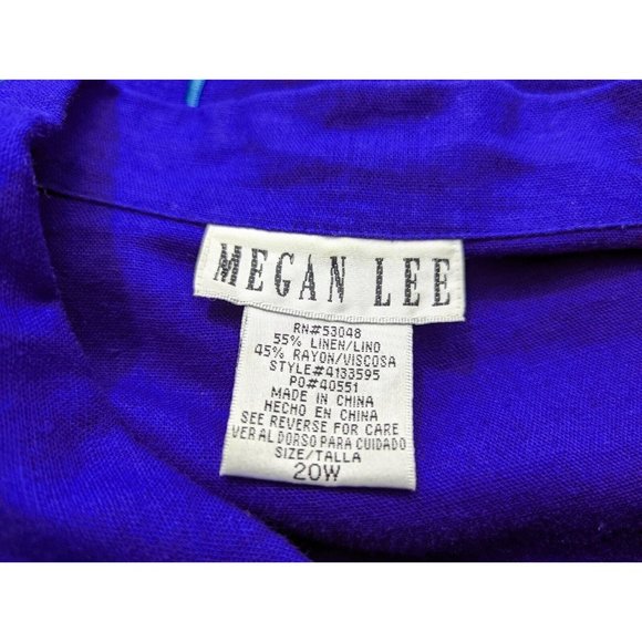 GONE Vintage 90s Top Dark Blue Fish Embroidered Short Sleeve Blouse Women's 20W - Picture 9 of 11